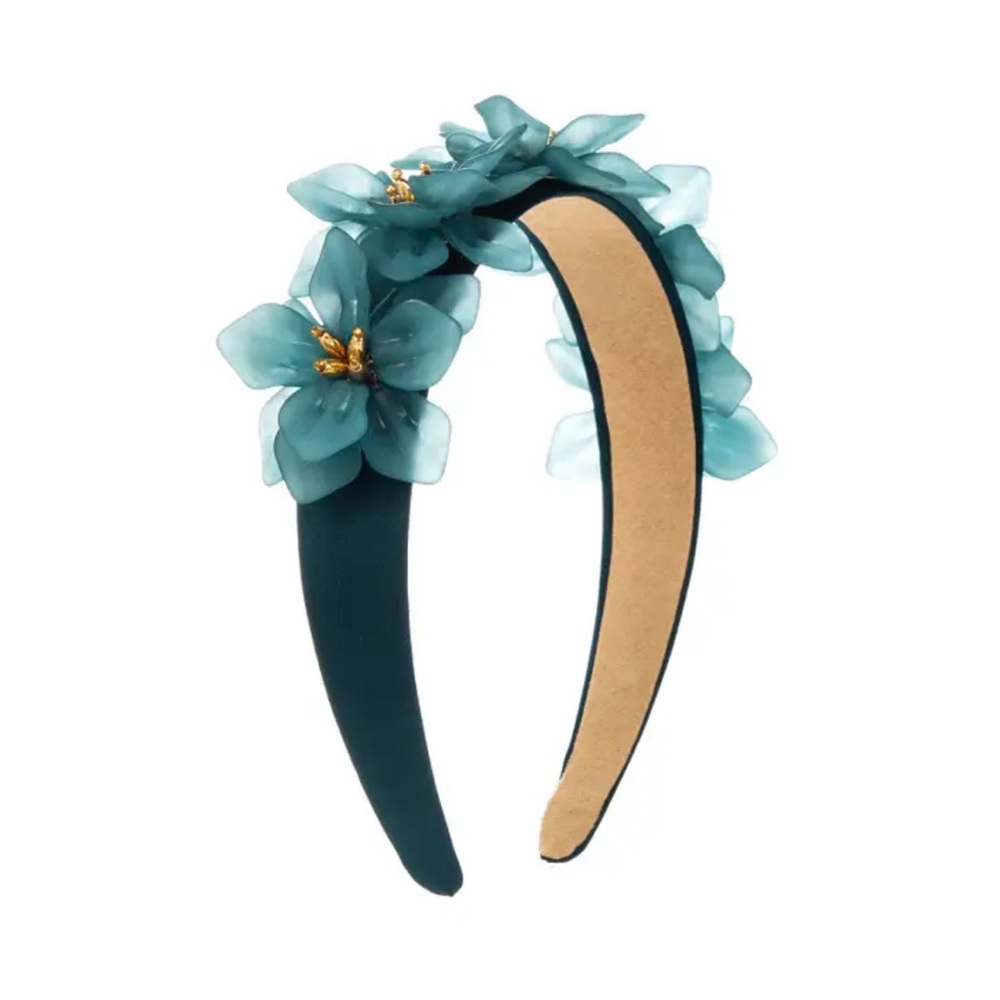 Greenish Blue Hued 3D Floral Headband